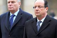 Jean-Marc Ayrault et François Hollande. ©Zacharie Scheurer / AFP