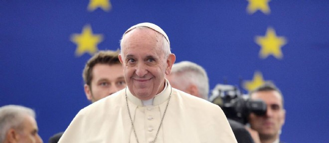 Le pape Francois au Parlement europeen, mardi 25 novembre.