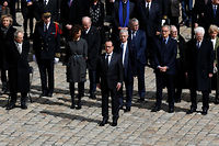 Francois Hollande a rendu hommage a Michel Rocard ce jeudi aux Invalides. (C)PATRICK KOVARIK