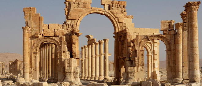 Le site archeologique de Palmyre, en Syrie, avec ses vestiges romains (IIe-IIIe siecle).
