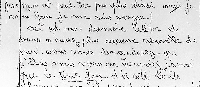 L'enquete a ete relancee en octobre apres la decouverte d'un ADN feminin et d'un ADN masculin sur une lettre anonyme de menaces adressee a Albert Villemin, le grand-pere de Gregory, postee le 24 juillet 1985 (C) AFP