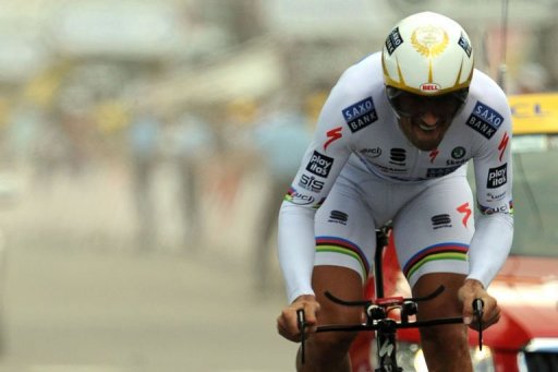 Le Suisse Fabian Cancellara (Saxo Bank) a remporte la 19e etape du Tour de France, un contre-la-montre de 52 kilometres de Bordeaux a Pauillac, ou l'Espagnol Alberto Contador (Astana) a conserve le maillot jaune de leader a la veille de l'arrivee.