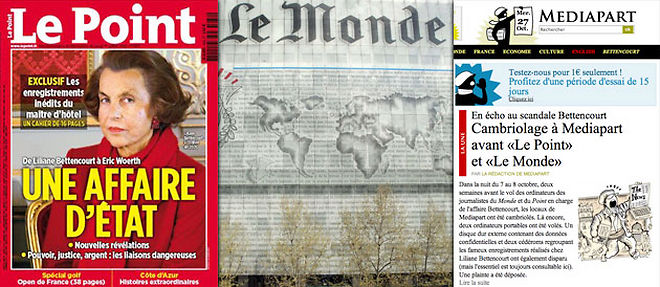 Plusieurs journalistes suivant l'affaire Bettencourt ont ete victimes de vols (C) Montage Le Point.fr