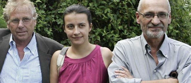 Daniel Cohn-Bendit, Cecile Duflot et Jean-Paul Besset a l'universite d'ete du parti ecologiste les Verts le 23 aout 2008 a Toulouse (C) Chesnot / Sipa