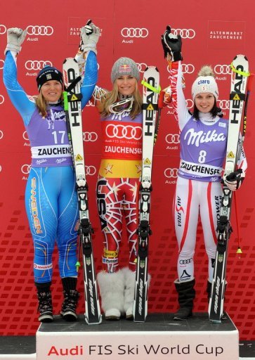 Anja Paerson, la skieuse la plus titree en activite et 1e ex aequo avec la Suissesse Dominique Gisin de la derniere descente a Zauchensee en 2009, retrouve les podiums apres un debut de saison en demi-teinte.