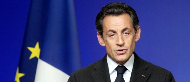 Nicolas Sarkozy a presente ses voeux a la culture mercredi midi au Grand Palais, a Paris.