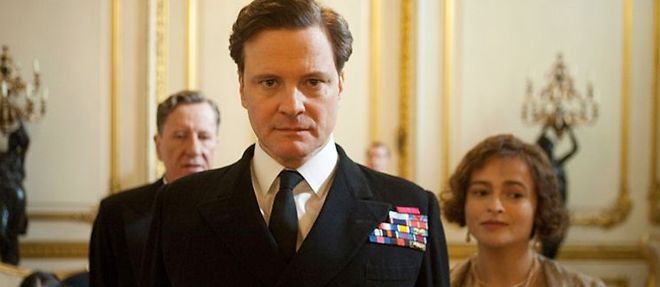 Le roi (Colin Firth) entre son guerisseur (Geoffrey Rush) et son epouse (Helena Bonham-Carter) dans "Le discours d'un roi" de Tom Hooper
