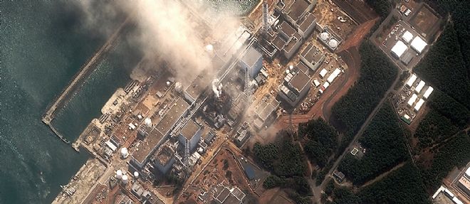 Vue aerienne de la centrale de Fukushima, au Japon, le lundi 14 mars.