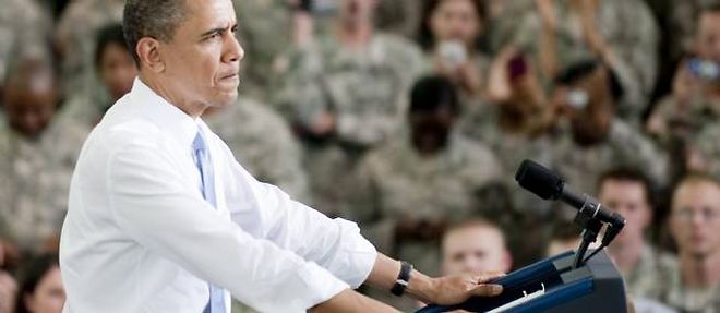 Barack Obama a Fort Campbell, Kentucky, le 6 mai, apres avoir rencontre les Forces speciales qui ont tue Oussama Ben Laden.