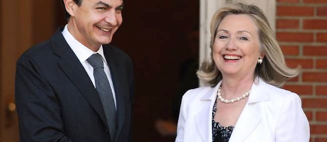 Hillary Clinton et Jose Luis Rodriguez Zapatero, samedi a Madrid