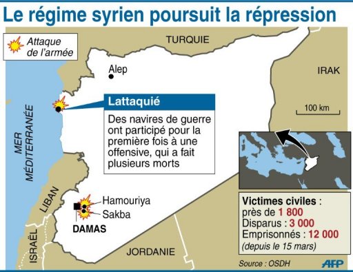 Syrie: nouvelle op&eacute;ration militaire, deux morts &agrave; Lattaqui&eacute; et Homs