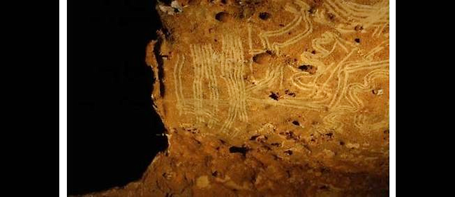 Exemples de traces d'enfants sur les parois de la grotte de Rouffignac, en Dordogne.