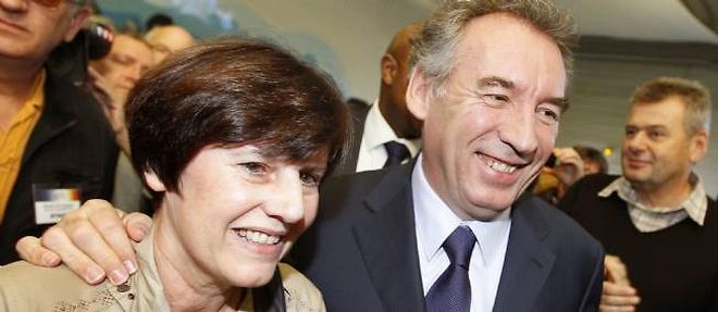 Francois et Babette Bayrou a Pau le 10 decembre, pour le premier meeting du candidat du MoDem.