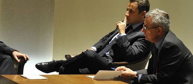 Xavier Musca et Nicolas Sarkozy en 2010. Le nom du secretaire general de l'Elysee circule pour remplacer Augustin de Romanet a la tete de la Caisse des depots et consignations.   