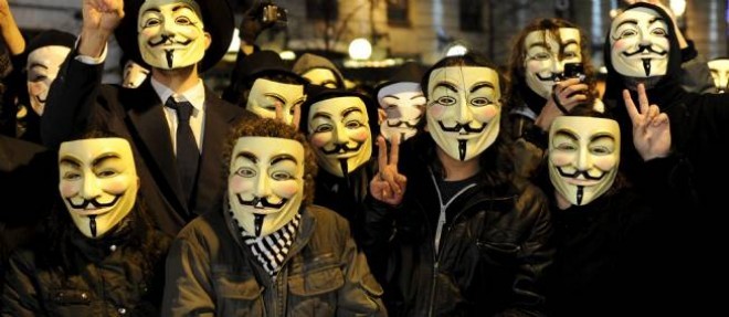 Manifestation d'Anonymous a Madrid.