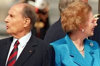 Francois Mitterrand et Margaret Thatcher, ici en 1989. (C)Joel Robine