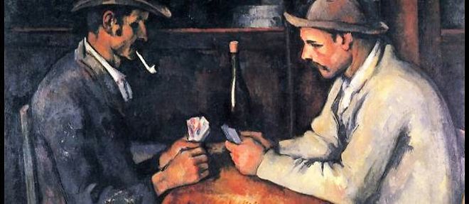 "Les joueurs de cartes" de Paul Cezanne (detail), ca. 1895.