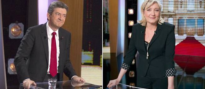 Jean-Luc Melenchon et Marine Le Pen ont participe a l'emission "Parole de candidat", lundi soir, sur TF1.