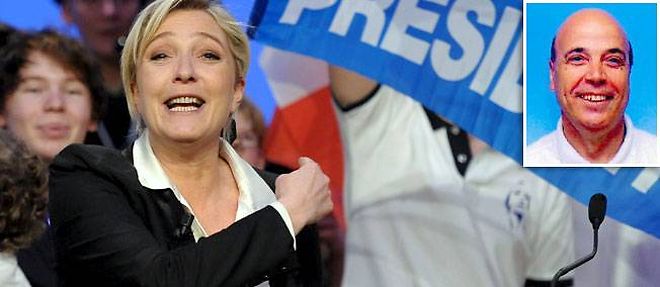 Marine Le Pen et Sylvain Semhoun, elu de l'Assemblee des Francais de l'etranger sur la circonscription d'Israel.
