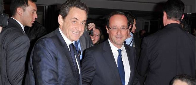 Avec 27,5 % d'intentions de vote au premier tour, Nicolas Sarkozy devancerait son concurrent socialiste Francois Hollande d'une courte tete (27 %).