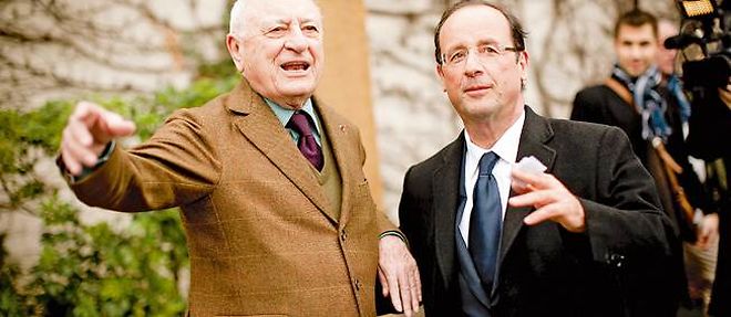 Pierre Berge et Francois Hollande.