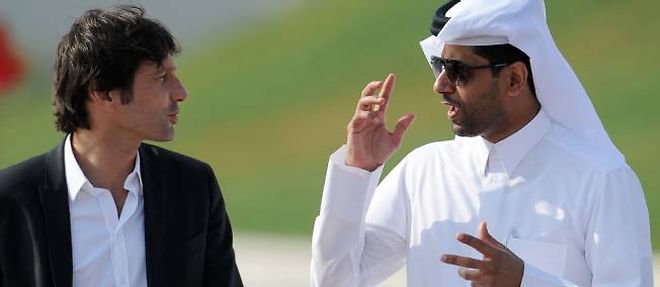 Leonardo et le president du PSG Nasser Al-Khelaifi le 3 janvier au complexe Aspire a Doha.