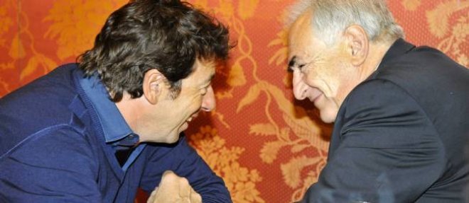 Patrick Bruel et Dominique Strauss-Kahn le 13 mars 2012 a Paris.