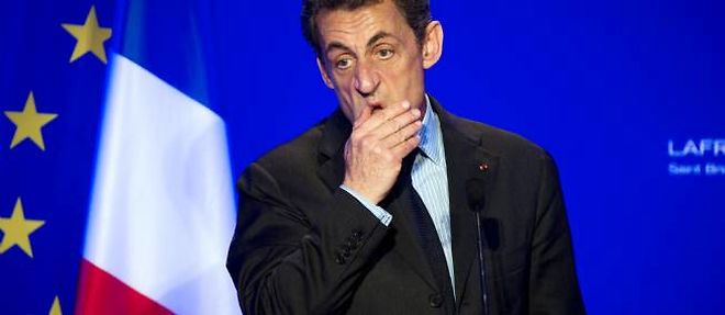 Nicolas Sarkozy en meeting a Brice-sous-Foret le 12 avril.