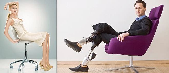 Pas de fauteuil roulant pour Hugh Herr (a droite) et Aimee Mullins (a gauche). Ces pionniers assurent que leurs protheses sont pour eux une valeur ajoutee.