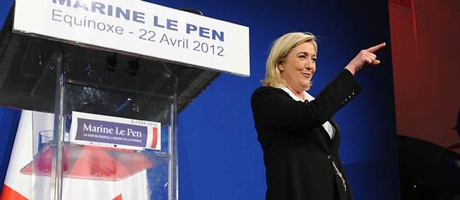 Marine Le Pen dimanche 22 avril au soir, apres l'annonce des resultats du premier tour de la presidentielle. 