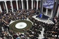 Le parti d'Antonis Samaras devrait arriver en tête dimanche des législatives grecques.  ©Louisa Gouliamaki
