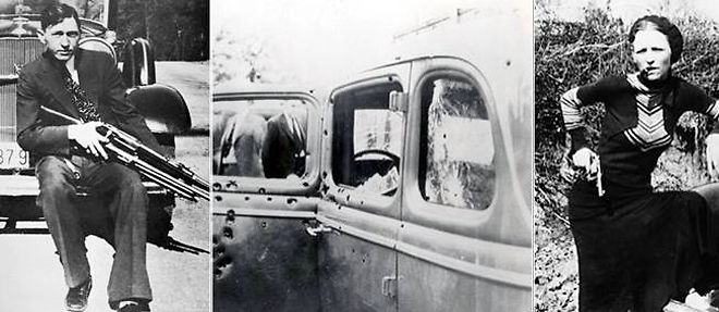 23 mai 1934. Les deux petites ordures de Bonnie et Clyde sont abattus par les flics.