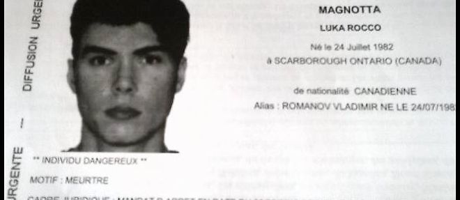L'avis de recherche de Luka Rocco Magnotta diffuse par la police francaise.