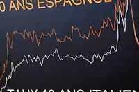 Les valeurs bancaires espagnoles s'envolaient lundi, apres l'annonce du plan de sauvetage europeen. (C)BERTRAND GUAY