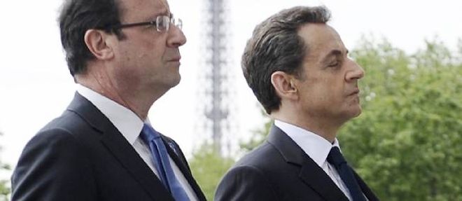 Francois Hollande et Nicolas Sarkozy a Paris, le 8 mai dernier.