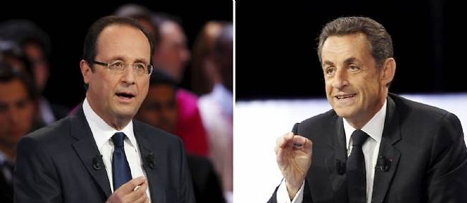 Francois Hollande et Nicolas Sarkozy lors du debat televise entre les deux tours de l'election presidentielle.