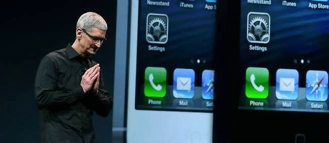 Tim Cook, P-DG d'Apple, a participe a la keynote de presentation de l'iPhone 5.