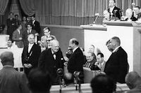 Inauguration du conseil de l'Europe en 1949, en presence de Winston Churchill.