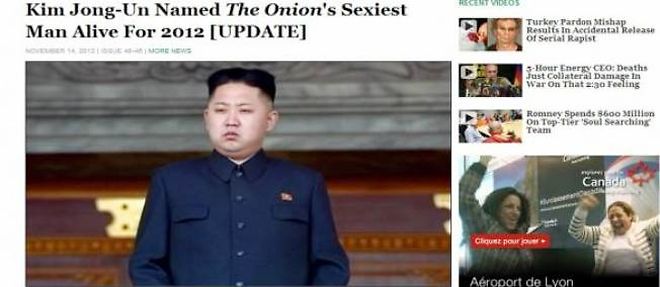 Le dirigeant coreen Kim Jong-un a ete elu homme le plus sexy de l'annee 2012 par The Onion.
