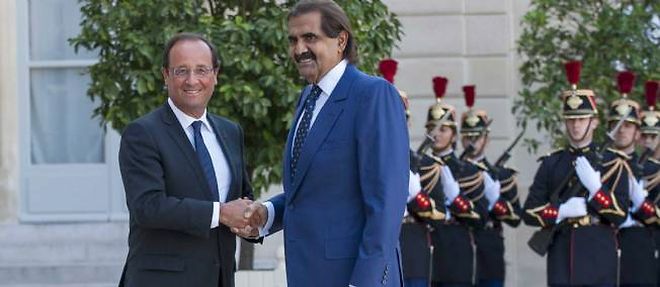 Francois Hollande recoit le cheikh Hamad bin Khalifa al-Thani a l'Elysee, le 22 aout dernier.