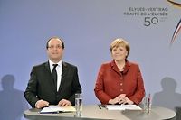 Trait&eacute; de l'Elys&eacute;e: Merkel et Hollande &agrave; l'ambassade de France &agrave; Berlin
