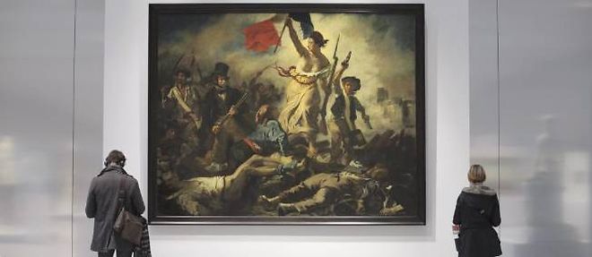 "La liberte guidant le peuple" d'Eugene Delacroix, exposee au Louvre-Lens.