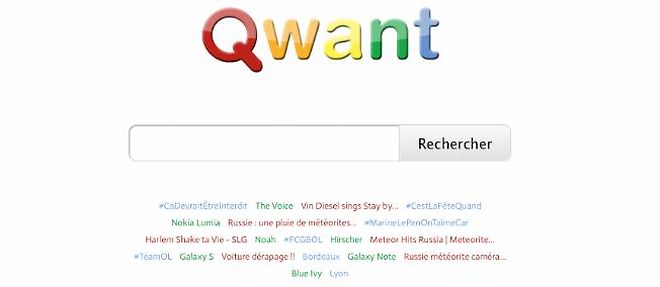 La page d'accueil de Qwant, dimanche apres-midi.
