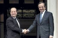François Hollande et le Premier ministre grec Antonis Samaras, le 19 février 2013. ©Aris Messinis