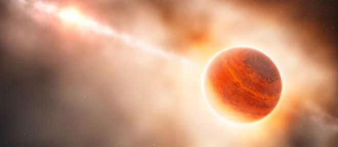 Representation artistique de la probable premiere exoplanete en formation jamais decouverte.