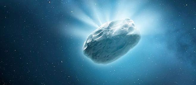 Representation artistique du noyau d'une comete.