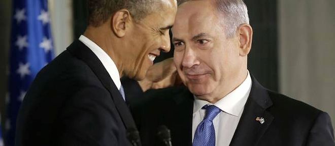 Le president americain Barack Obama et le Premier ministre Benyamin Netanyahou lors d'une conference de presse a Jerusalem.