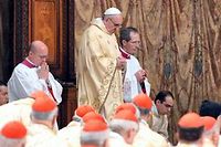 Le pape François à la Chapelle Sixtine, le lendemain de son élection.