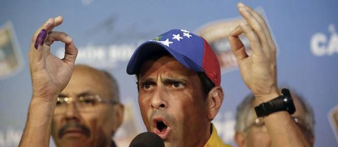 Henrique Capriles, apres l'annonce de sa defaite.