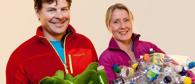 Jorgen Jorgensen, patron de Norrona, et Randi Haavik Varberg, responsable marketing chez Norsk Resirk, ont fait appel a Polartec pour concevoir leur polaire 100% ecolo.